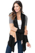 Sexy Black Shawl Neck Colorblock Long Sleeve Cardigan